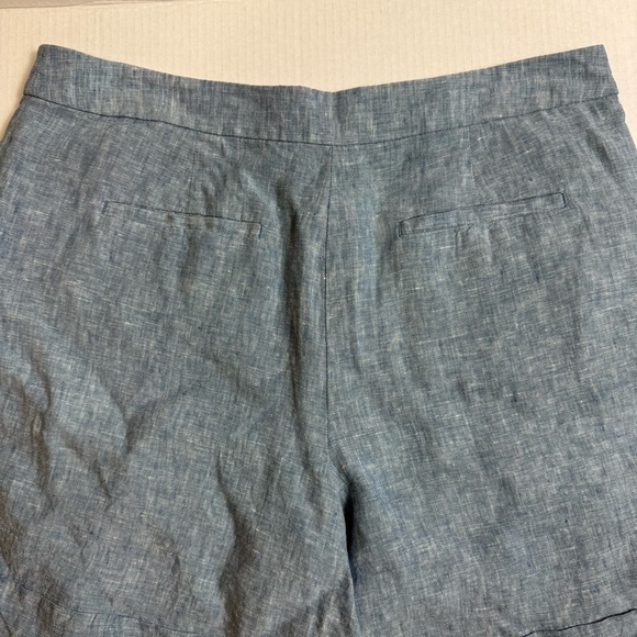 LOFT Blue High Waist Nautical Shorts 100% Linen Size 14 - Picture 4 of 9
